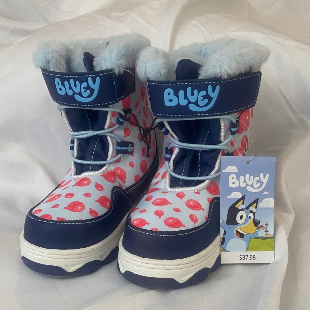 Bluey Kids Snow Boots - Navy and Red